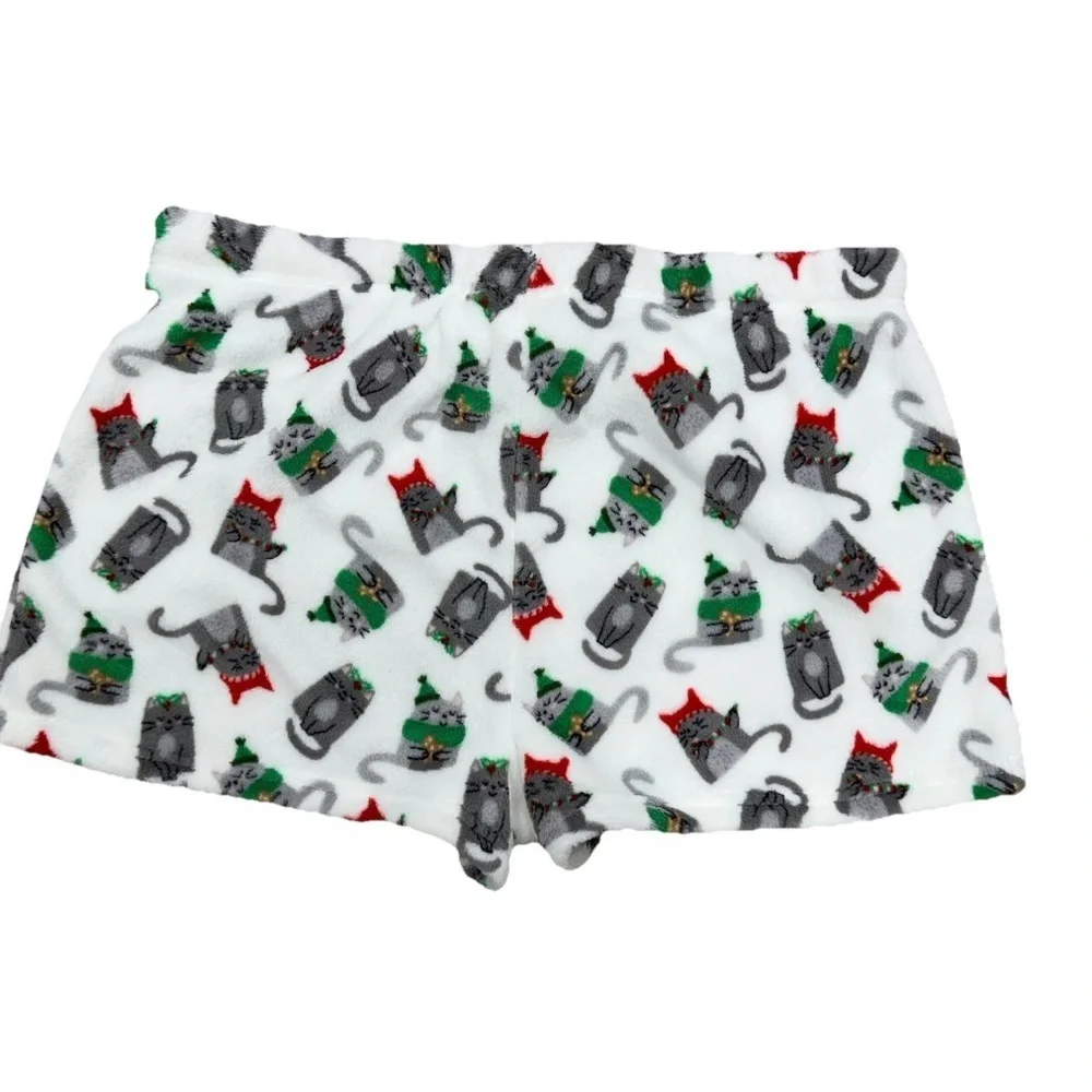 Pillow Talk Christmas Cat Print Pajama Shorts XL Intimates Sleepwear Fat Cats